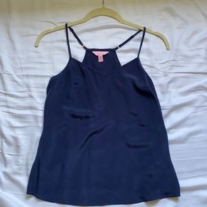 Lilly Pulitzer 100% Silk Navy Camisole Shell Tank